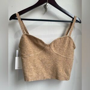 Aritzia Camel Ribbed Knit Bustier Top Size L